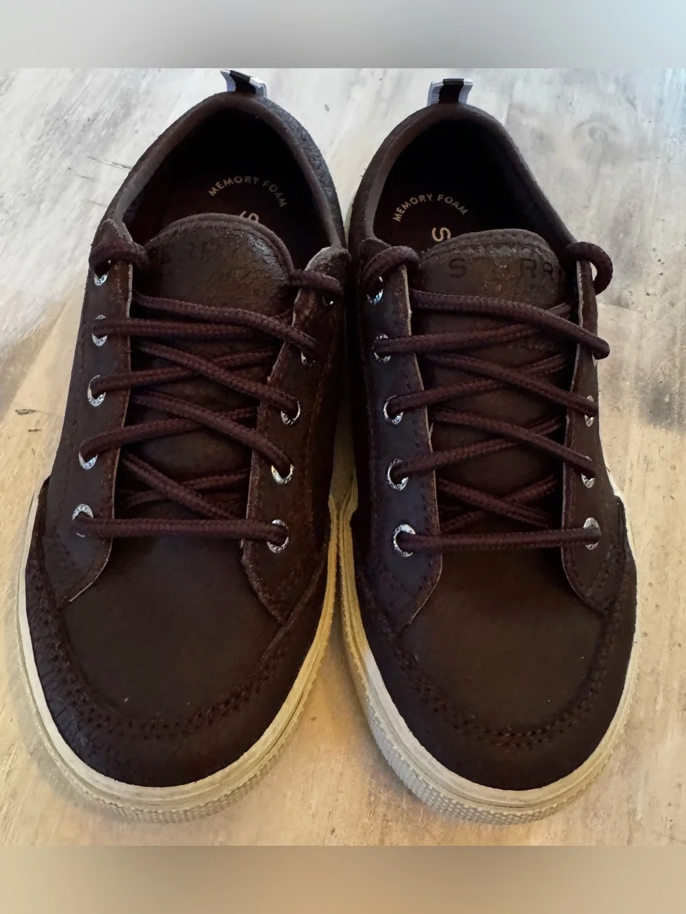 SPERRY boat deck shoes brown boys 13 lace up dress up GUC